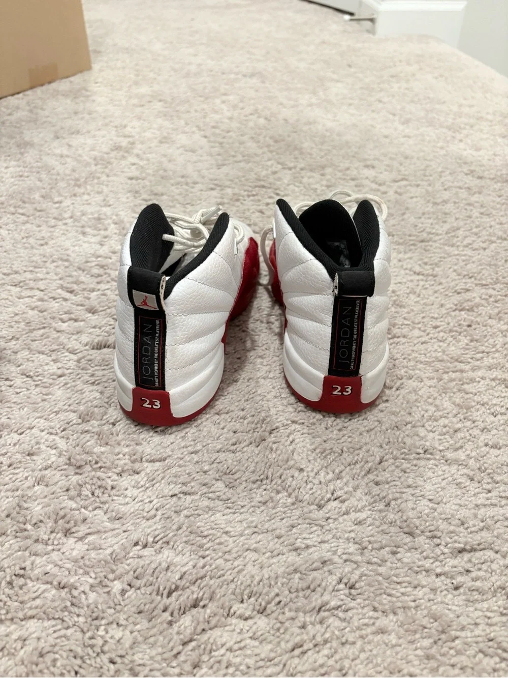 Jordan Kids White and Red Retro High-Top Sneakers